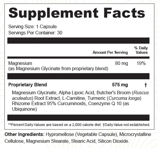 CalmZen Supplement Facts label